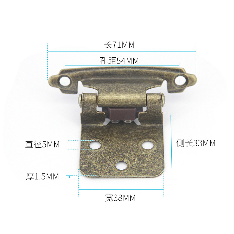 Tuochen black American-style hinges, spring hinges, furniture cabinets, wardrobes, hydraulic buffer self-closing iron hinges Specification drawing