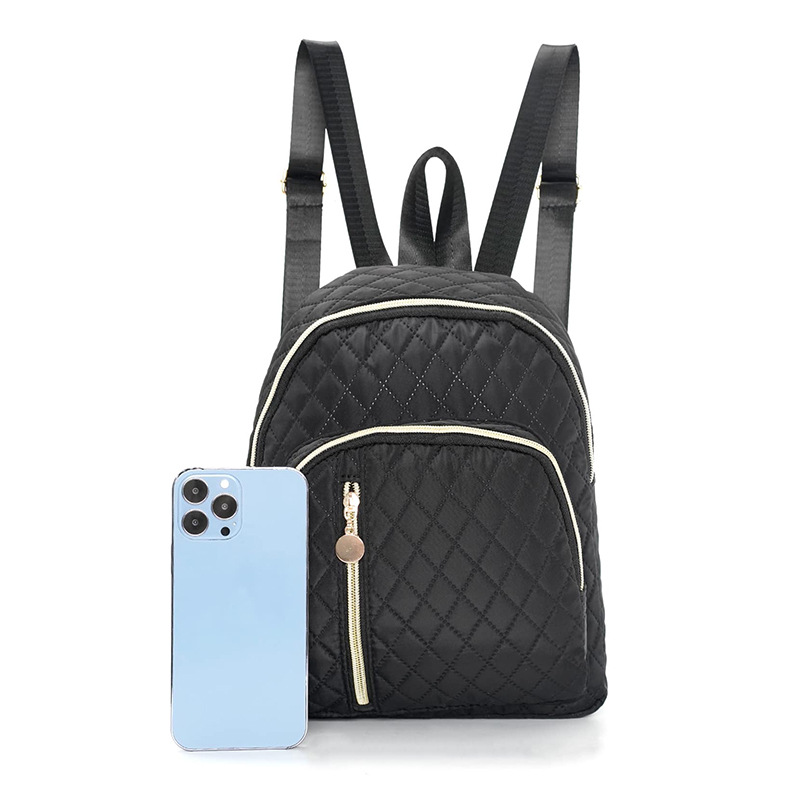 Minimalist and fashionable basic commuting quilted solid color backpack, lightweight and large-capacity adjustable shoulder strap backpack Specification drawing
