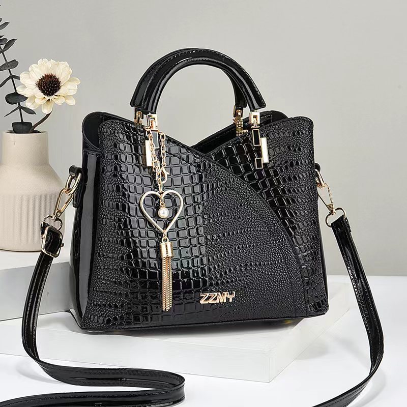Newly launched women's bags, elegant and high-quality mom bags, handbags, crocodile leather texture single-shoulder bags for wholesale full figure