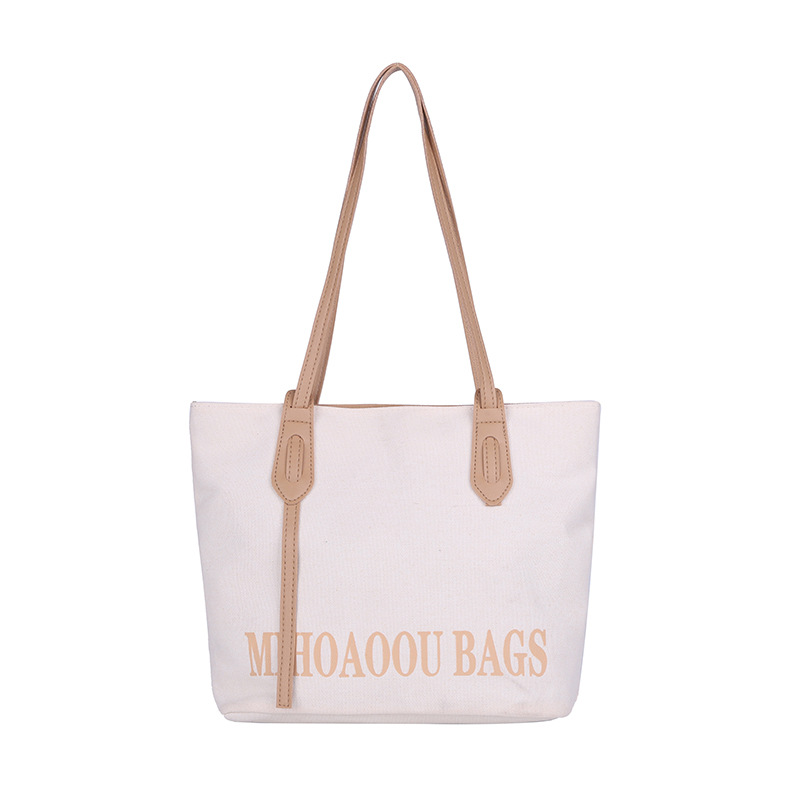 Tote bags' versatile new canvas women's bag for 2024 cross-border autumn and winter, large-capacity single-shoulder bag, color-matched commuting large bag Item Picture