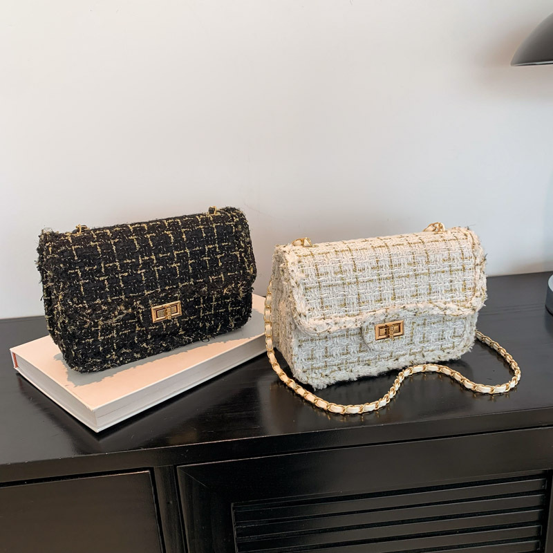 Woven niche, elegant and fashionable bag, Spring and summer woolen chain bag, 2024 new single-shoulder crossbody handbag Application Scenario