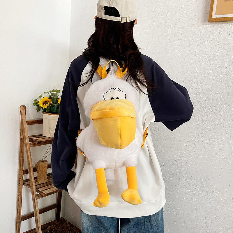 A new cartoon plush toy backpack with a cute and girlish heart, a funny and cute small backpack with a large capacity Specification drawing