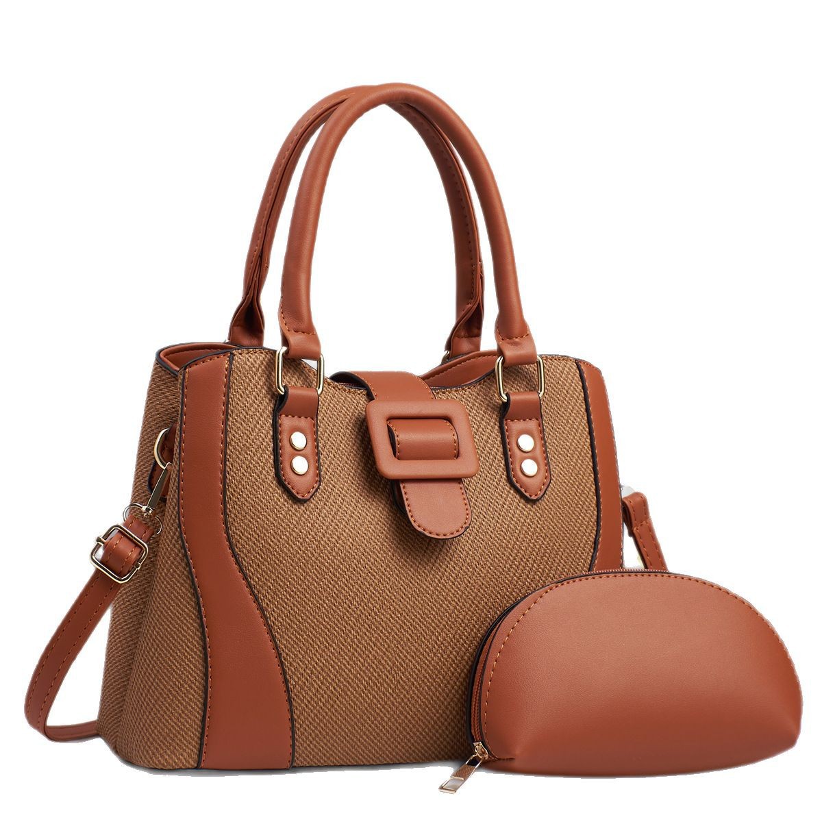 The new patchwork fashionable mother-and-child bag is versatile for cross-border use. It has a large capacity handbag and a high level of appearance. The single-shoulder bag is light, luxurious, elegant and trendy Item Picture
