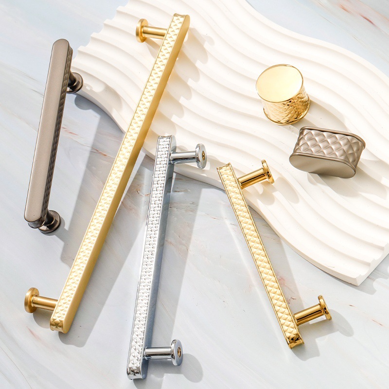 Boxuan Ya Light luxury golden water ripple wardrobe door handle, modern simple and high-end cabinet drawer shoe cabinet handle full figure