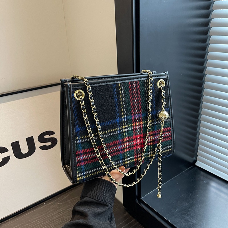 High-end casual checkered bag for women, 2024 new trendy fashion single-shoulder chain bag, versatile crossbody tote bag Specification drawing