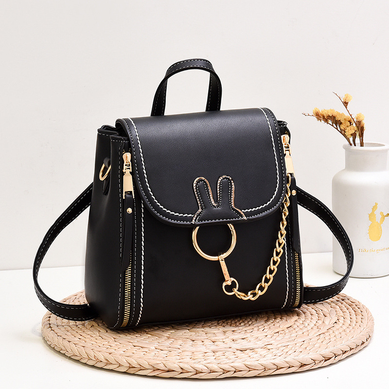 2022 Casual female student backpack, fashionable Korean-style female bag, retro PU backpack, cross-border foreign trade consignment details Picture