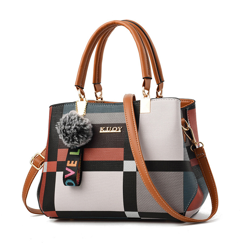 Direct sales from the manufacturer of the 2022 new Korean style checkered fashion single-shoulder crossbody bag for middle-aged moms Item Picture