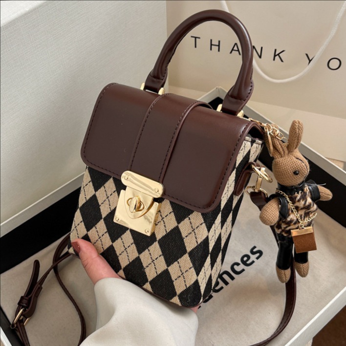 French niche design bags, new Spring 2024 women's bags, popular crossbody bags, internet-famous hand-held small square bags full figure