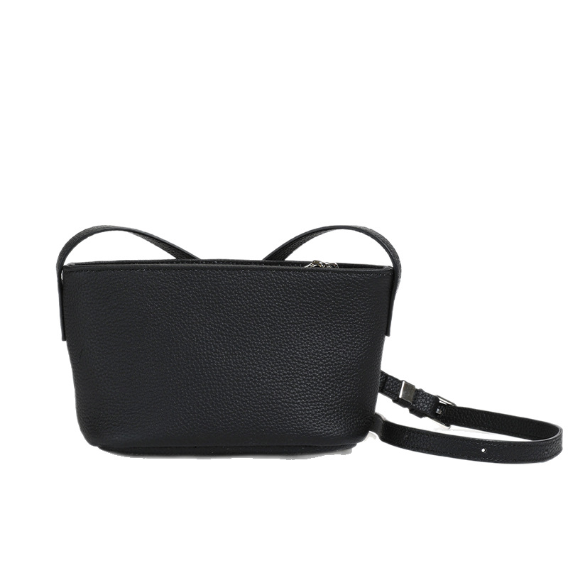 Cross-border niche design lychee pattern bucket bag for women 2025 new fashion trend solid color single-shoulder crossbody bag Item Picture