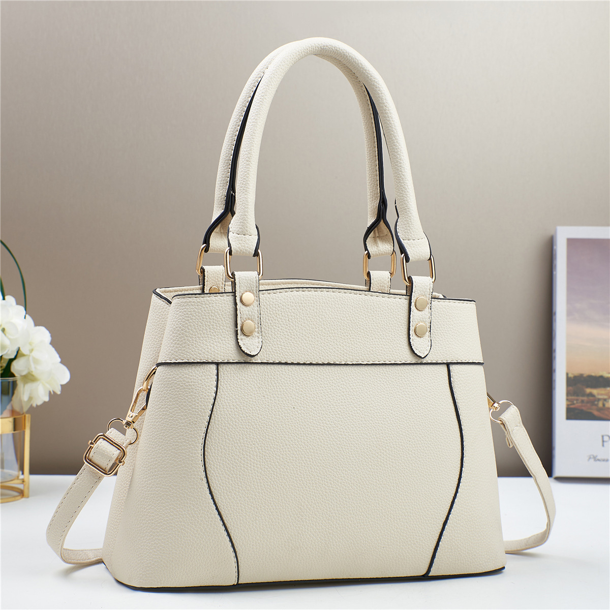 One-piece consignment bag 2024, solid color, trendy and fashionable women's handbag, casual large-capacity, light luxury mom bag full figure