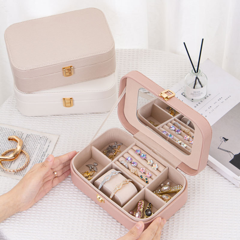 Wholesale of new lizard-patterned light luxury fabric portable jewelry boxes, jewelry boxes and accessory compartments from the source factory details Picture