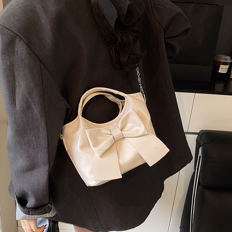 Bow underarm bucket bag 2025 Spring/Summer new niche design chain single-shoulder crossbody bag fashionable women's bag Specification drawing