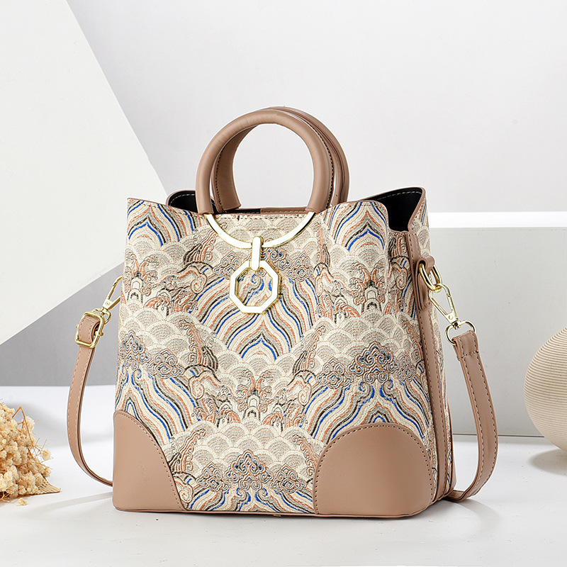 2024 New live-streaming bucket bag, checkered children's bag, women's single-shoulder bag, fashionable printed versatile crossbody bag full figure