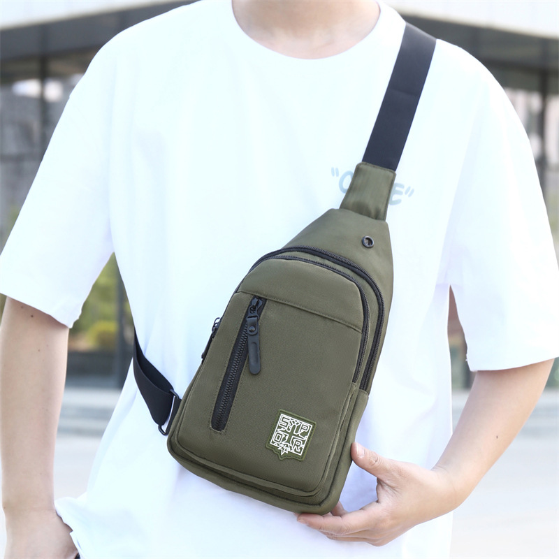 New cross-border chest bag for men, Korean version, large-capacity single-shoulder bag, casual travel, sports, multi-functional, trendy crossbody backpack Specification drawing