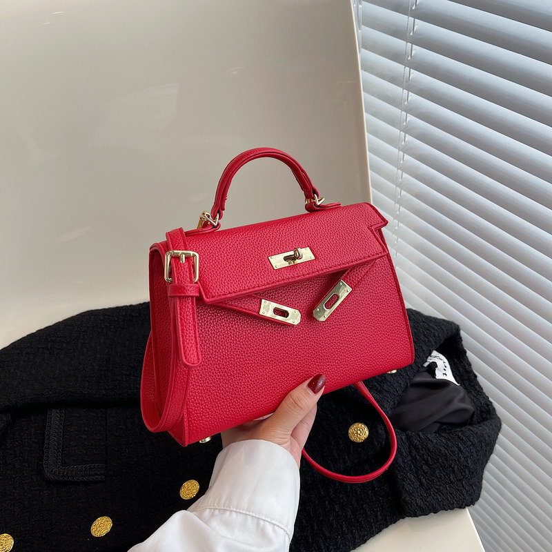 A cross-border internet-famous, fashionable and simple platinum bag for women, a new cross-border lock-button hand-held, high-quality single-shoulder crossbody bag Specification drawing