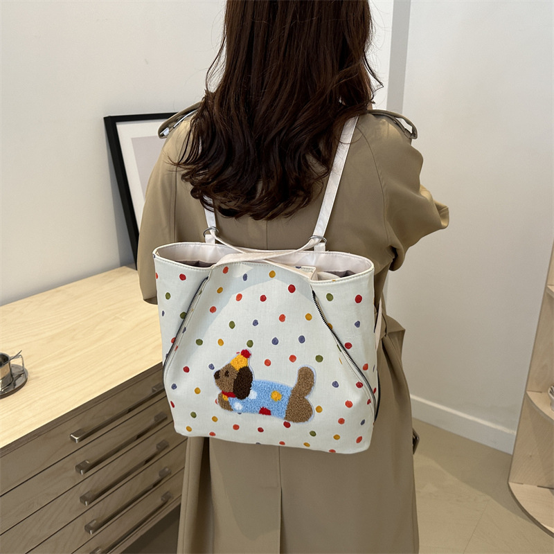 The new autumn Polka Dot Dog series is a high-end and fashionable backpack with a large capacity, simple and trendy, versatile women's bag and tote bag Specification drawing