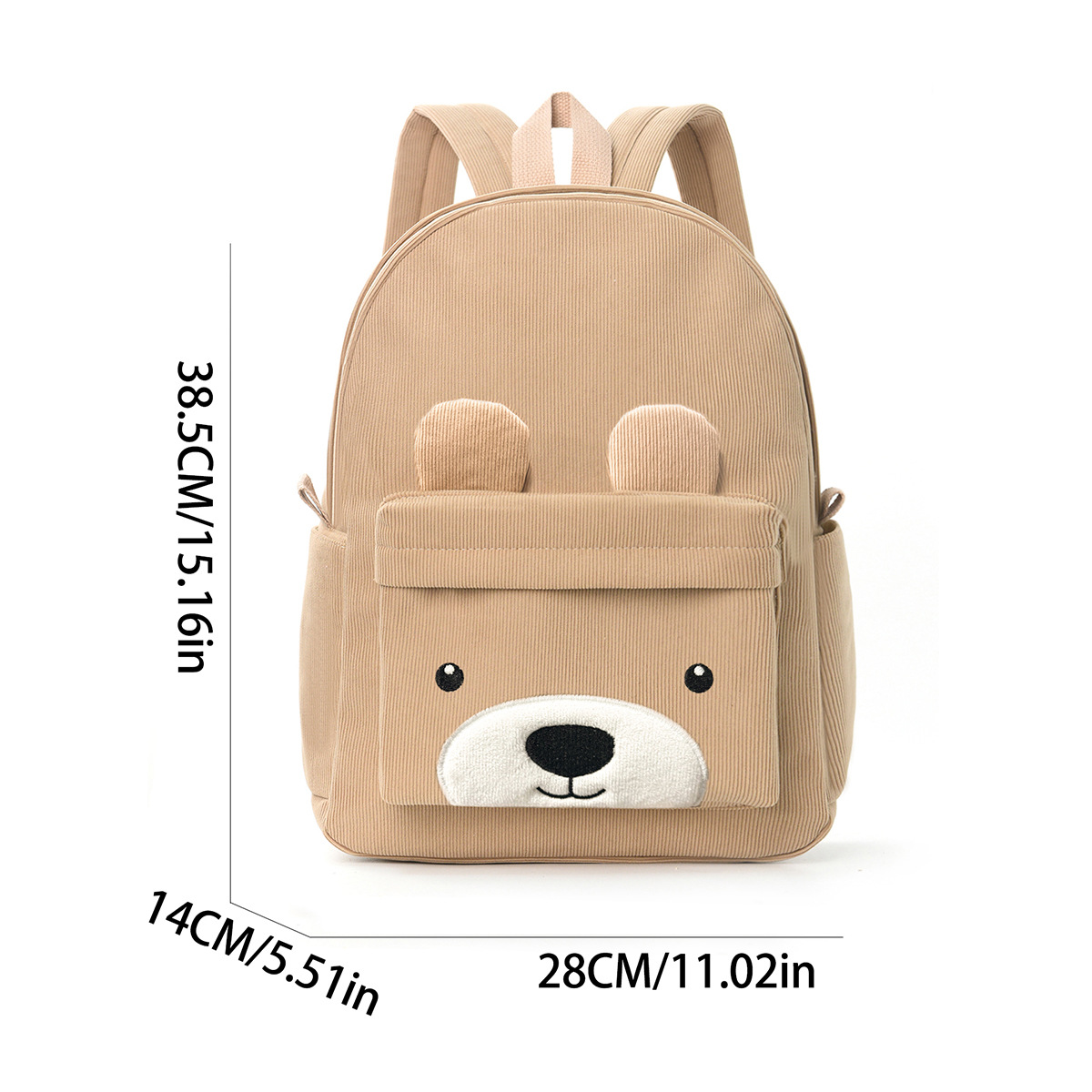Feihong Cross-border Corduroy Children's Backpack, Primary School students' Schoolbag, Fashionable and Casual Bear Backpack, Large capacity Backpack Application Scenario