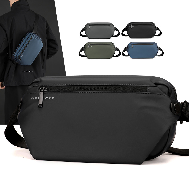 WEPOEWR's new outdoor casual large-capacity small cross bag for men, a single-shoulder crossbody bag and a multi-functional waterproof chest bag full figure