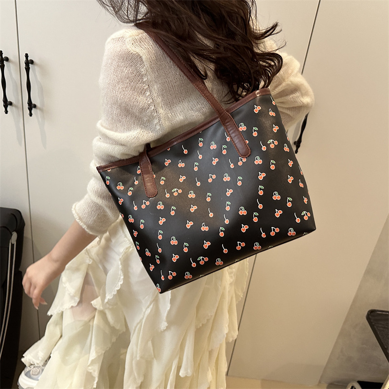 Cross-border 2025 New Style, fresh and sweet printed fashion tote bag, large-capacity single-shoulder bag for work and commuting, ladies Specification drawing