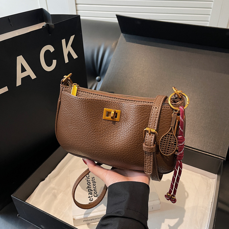 High-end lockable small square bag for women 2025 new style, fashionable, casual and versatile, single-shoulder crossbody small bag for work and commuting details Picture