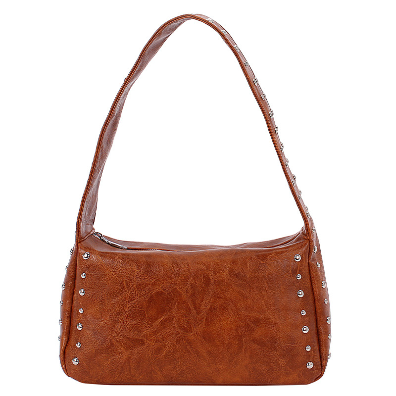 Cross-border Korean-style trendy and simple motorcycle-style underarm bag for women, a new retro and versatile commuting single-shoulder bag for summer 2025 Item Picture