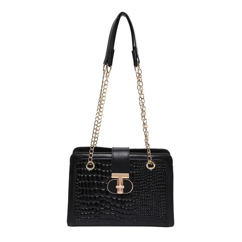 The new 2024 autumn/winter collection features a versatile, simple and casual solid-color crocodile pattern chain bag with a niche design Item Picture