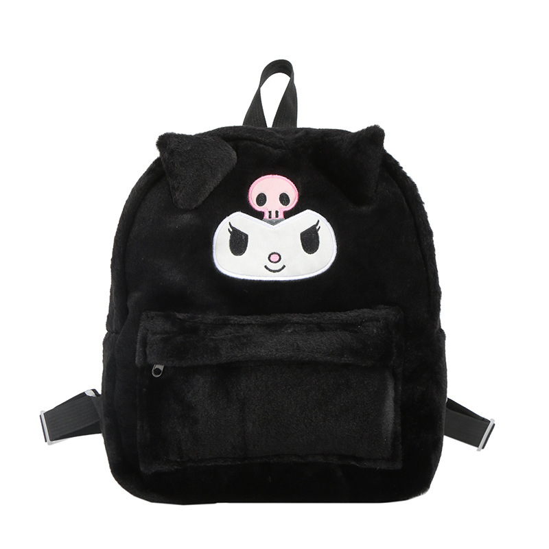 New Sanrio plush backpack, cute Kuromi Melody toy backpack, large-capacity children's schoolbag for girls Item Picture