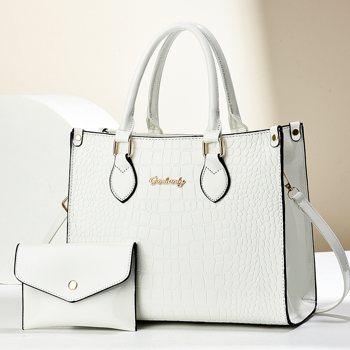 Large-capacity shiny leather single-shoulder bag for trade women, 2025 new style fashionable crocodile pattern mother-and-child bag, fashionable coin purse full figure