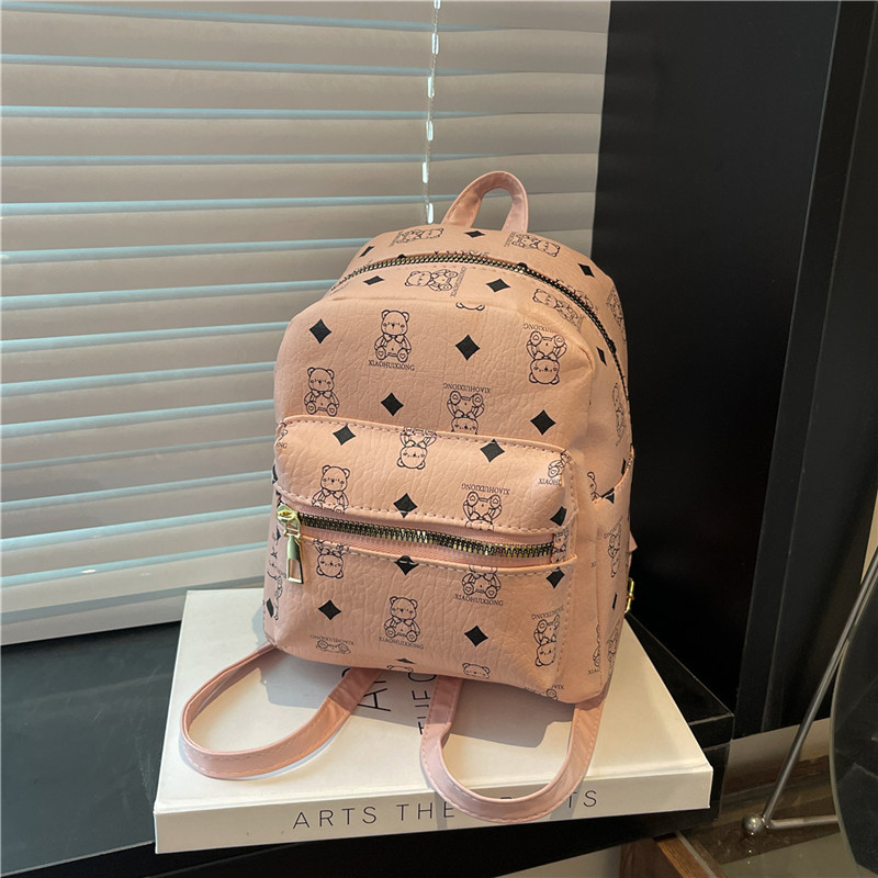 pu cute printed small backpack 2025 Summer New style versatile and trendy women's backpack commuting crossbody bag full figure