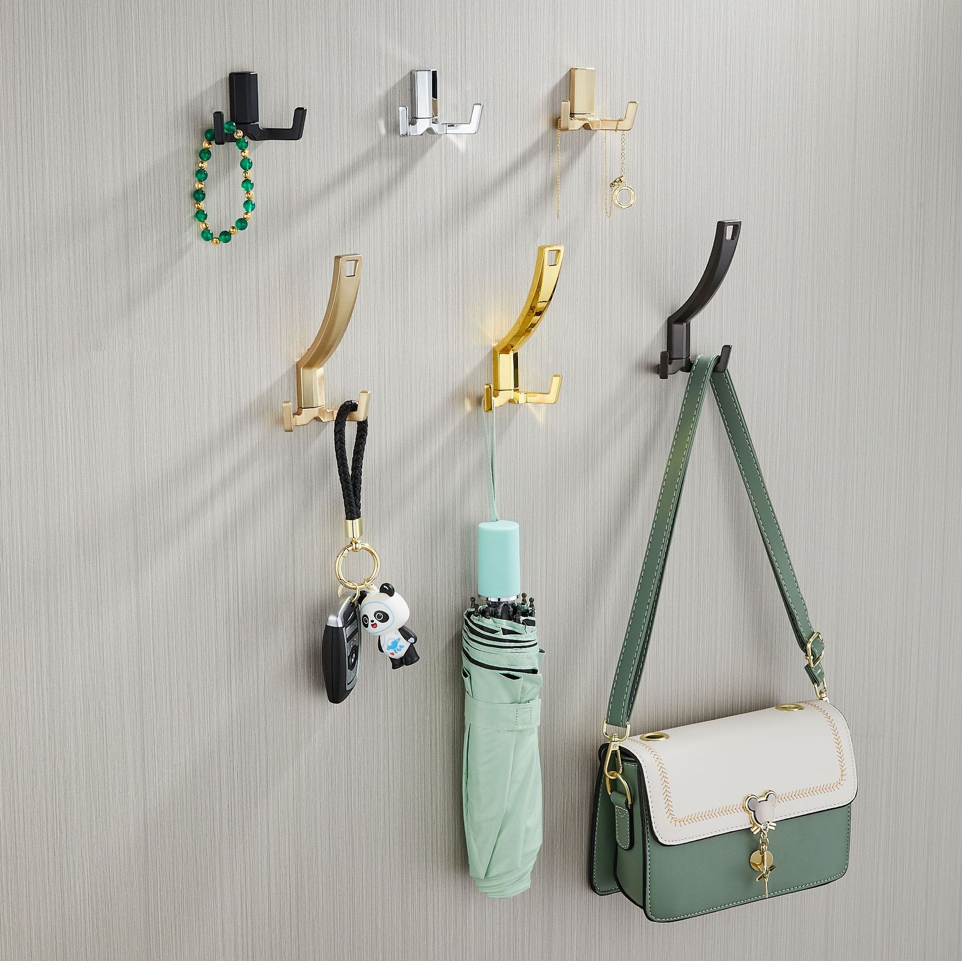 Wholesale of double hooks for zinc alloy clothes, hats, doors, wardrobes, walls, foyers, kitchens, Windows, bathrooms and storage Specification drawing