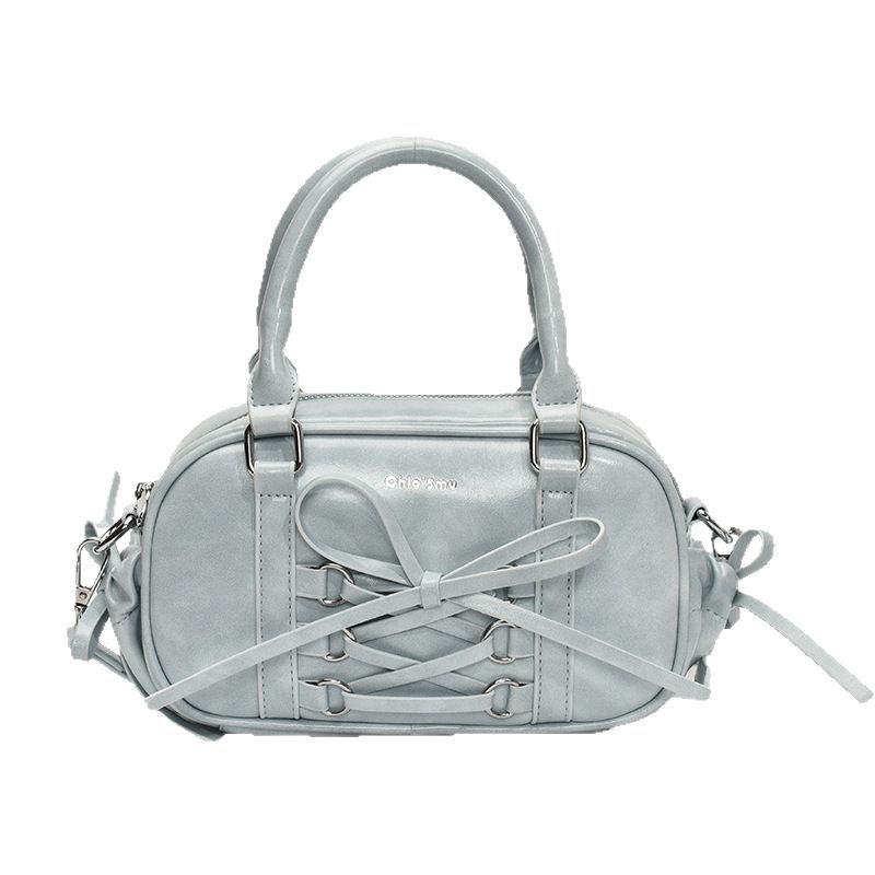 A trendy and simple hand-held pillow bag for women in 2025, with a stylish bow and a single-shoulder, crossbody bowling bag Item Picture