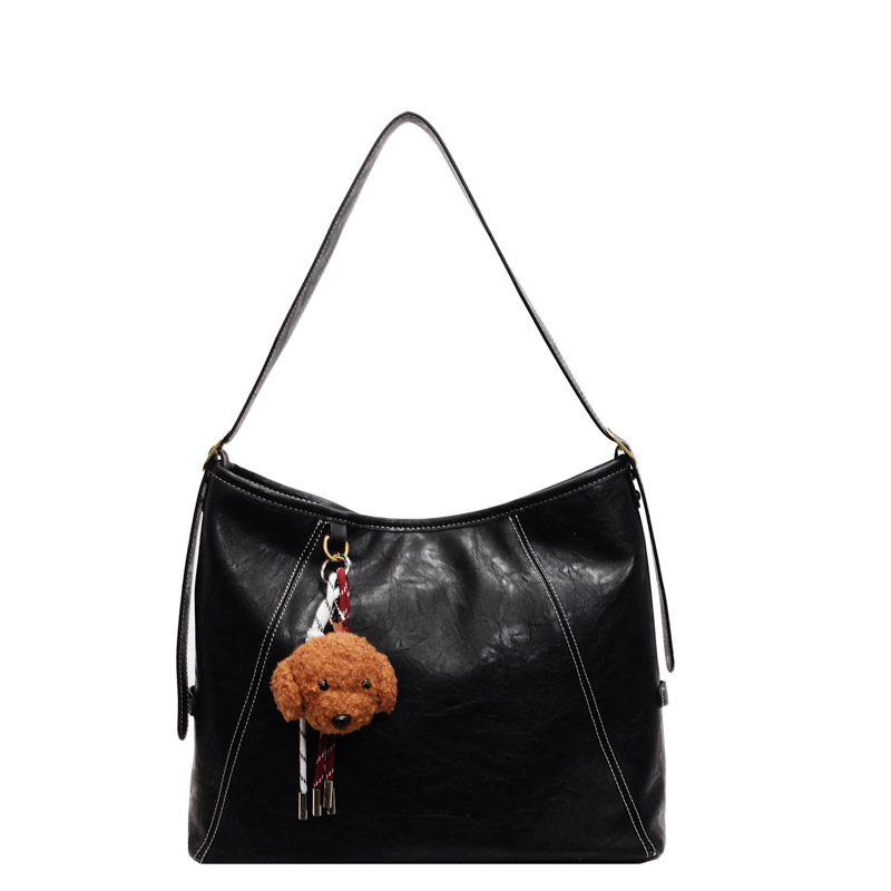 Retro women's 2024 new style Maillard single-shoulder bag with a high-end feel, large-capacity tote bag, commuter crossbody bag Item Picture