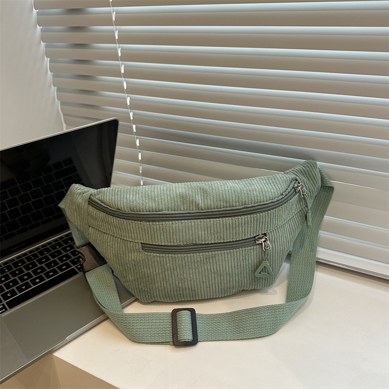 The new 2024 autumn/winter collection of corduroy cross-border large-capacity, lightweight and simple single-shoulder backpack with a casual and elegant crossbody style full figure