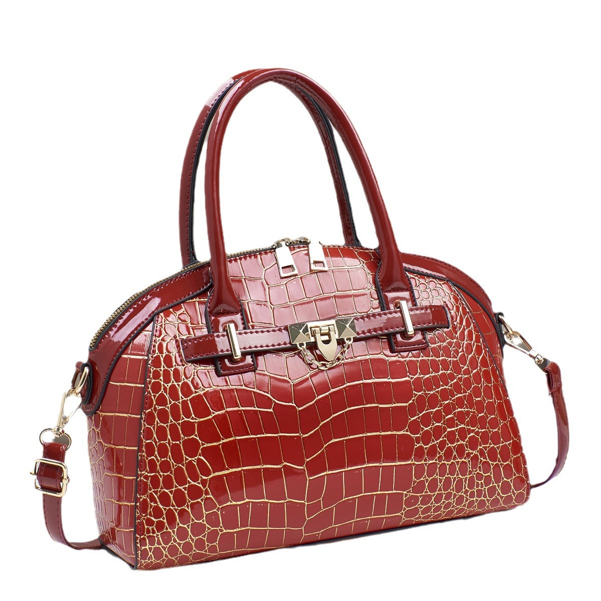 The 2024 new crocodile pattern embossed women's handbag for foreign trade is a fashionable and high-quality large-capacity single-shoulder crossbody bag Item Picture