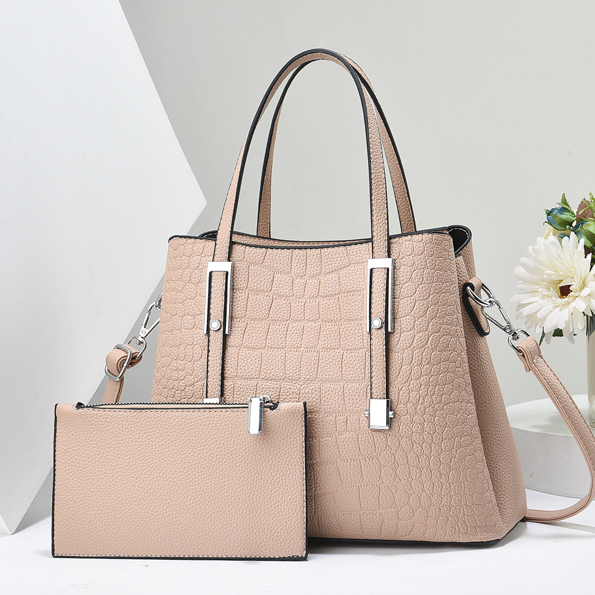 Cross-border women's bag 2023 new style manufacturer wholesale European and American fashion two-piece set mother-and-child bag, hand-held shoulder crossbody bag Specification drawing