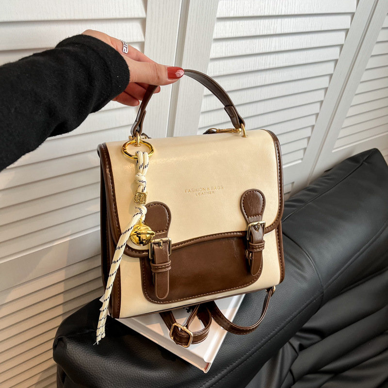 Retro college style patchwork versatile handbag for women 2025 new high-end texture fashionable and trendy Korean-style backpack full figure