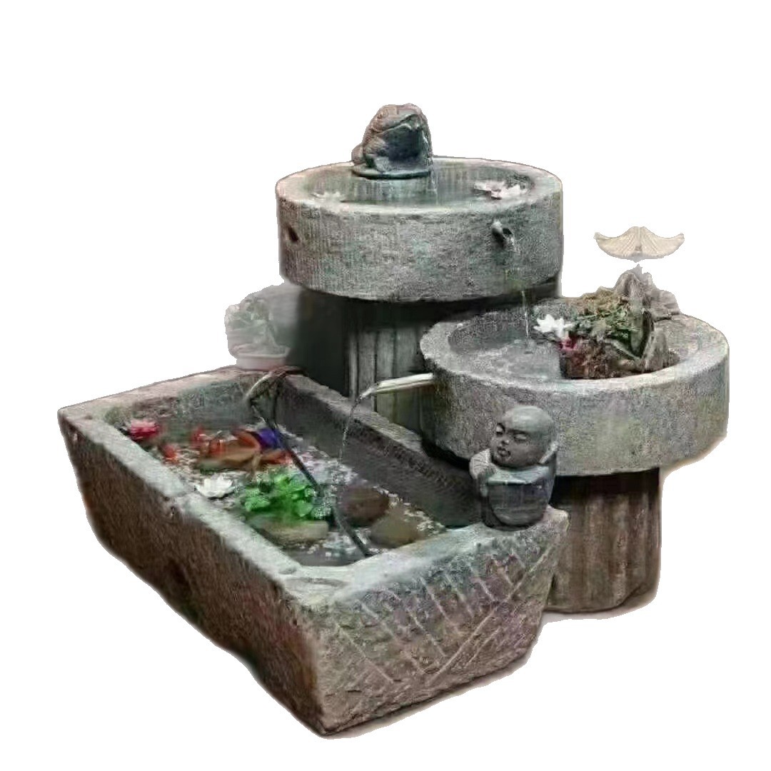 Old stone trough fish tanks, fish ponds, stone stone vats for fish keeping, outdoor courtyard stone mills, bluestone horse troughs, landscape water flow ornaments Item Picture