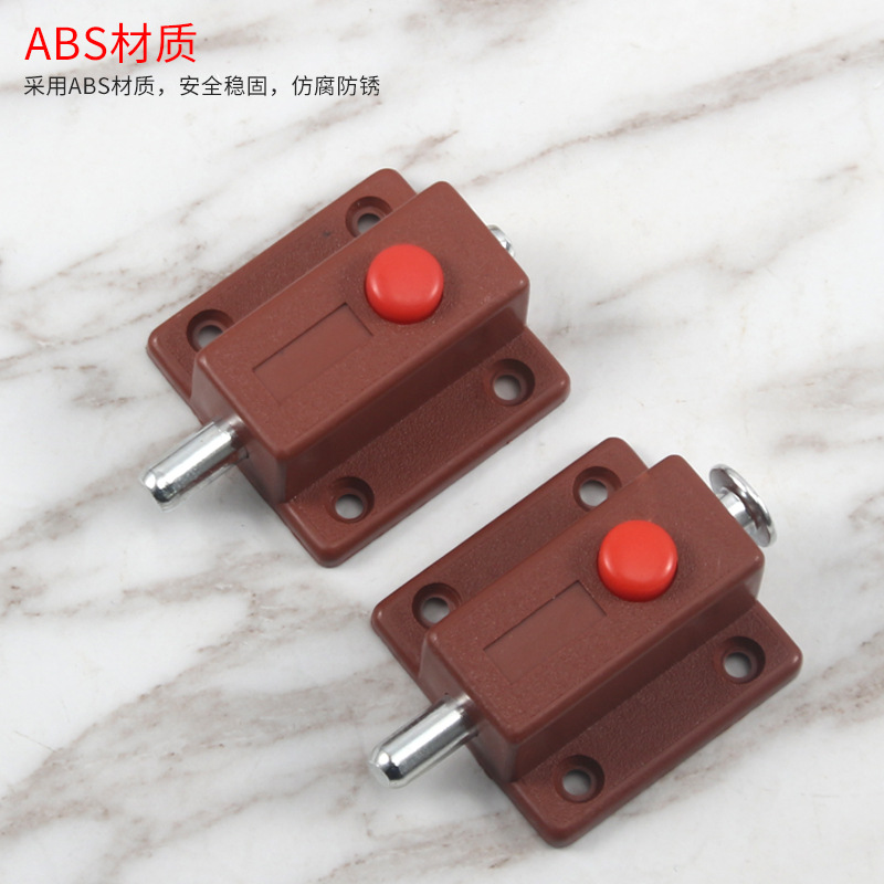 Factory special offer direct sales: Plastic self-elastic latch, ABS plastic button latch, cabinet door exposed spring latch, door bolt Specification drawing