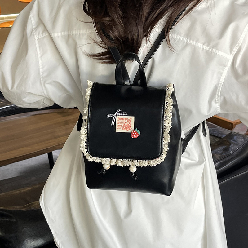 Sweet girl lace travel backpack 2025 New style fashionable and simple backpack, casual commuting single-shoulder bag trend Specification drawing