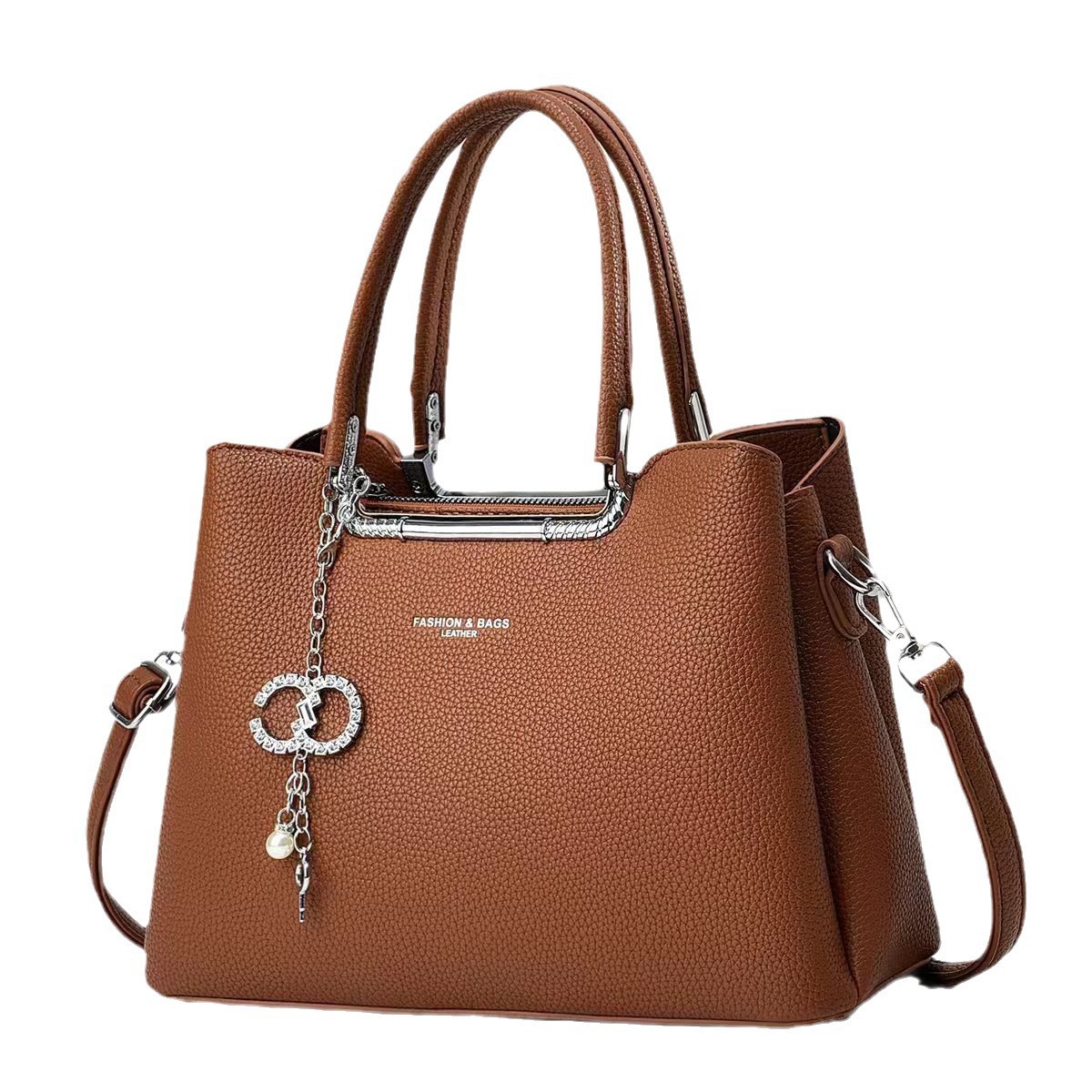High-end texture women's bag, versatile single-shoulder crossbody bag manufacturer, large-capacity handbag, trendy and fashionable light luxury women's bag, solid color Item Picture