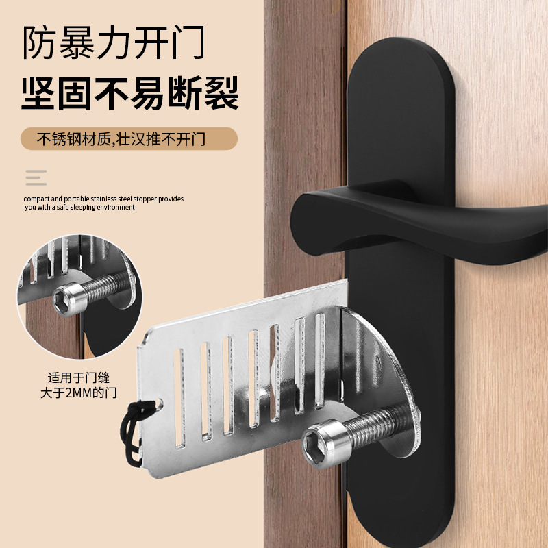 Female portable self-defense door stopper, anti-theft door lock, home and hotel door blocking stop, safety lock buckle full figure