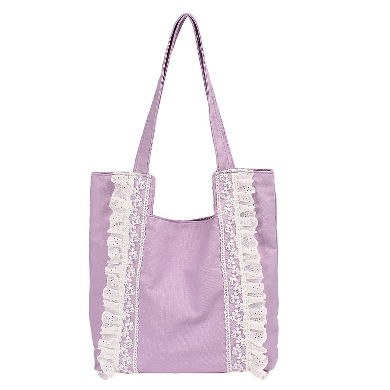 Large-capacity canvas bag for women, new summer 2025 lace single-shoulder underarm bag, Korean-style stylish commuter tote bag Item Picture
