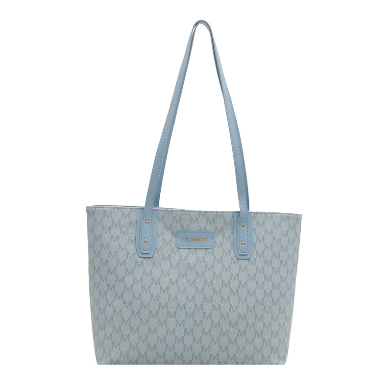 Large-capacity commuter tote bag, fashionable printed large bag for women, new 2025 cross-border class commuting single-shoulder bag Item Picture