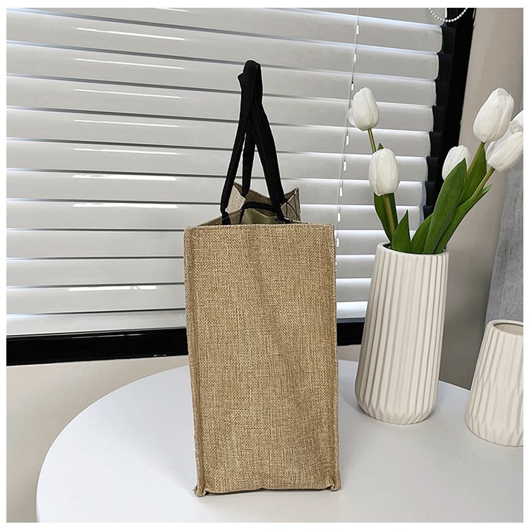 Harajuku retro hand-held tote women's bag, simple and lightweight linen, large-capacity women's handbag wholesale, cross-border bag Specification drawing