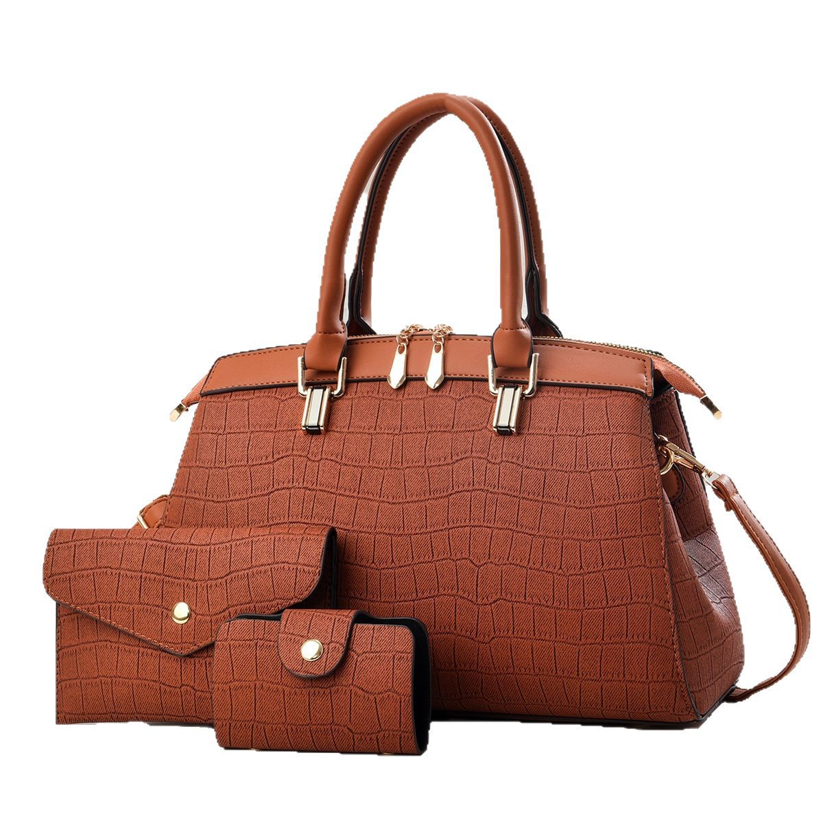Cross-border foreign trade three-piece set of mother and child bags, large-capacity women's new versatile zipper tote bag handbag Item Picture