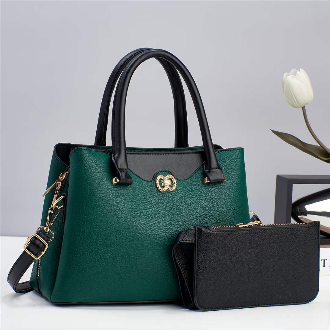 A new two-piece set of women's bags with contrasting colors, a fashionable and trendy cross-border bag, and a single-shoulder crossbody mom bag details Picture