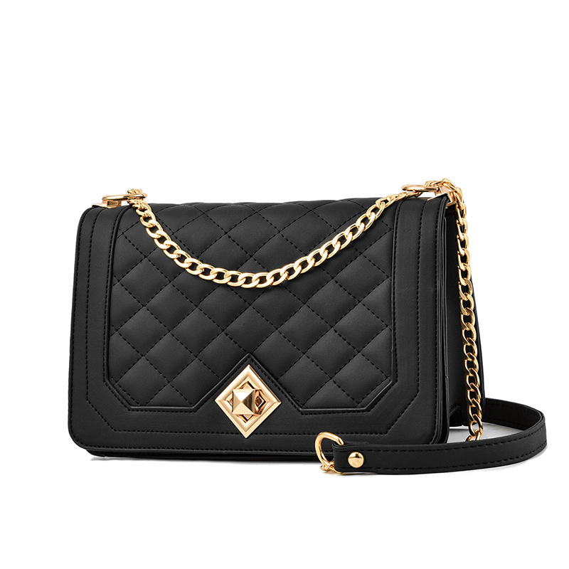 Xiaoxiangfeng diamond-shaped chain bag 2022 New Style fashionable women's bag, PU soft leather small square bag, women's single-shoulder crossbody bag Specification drawing