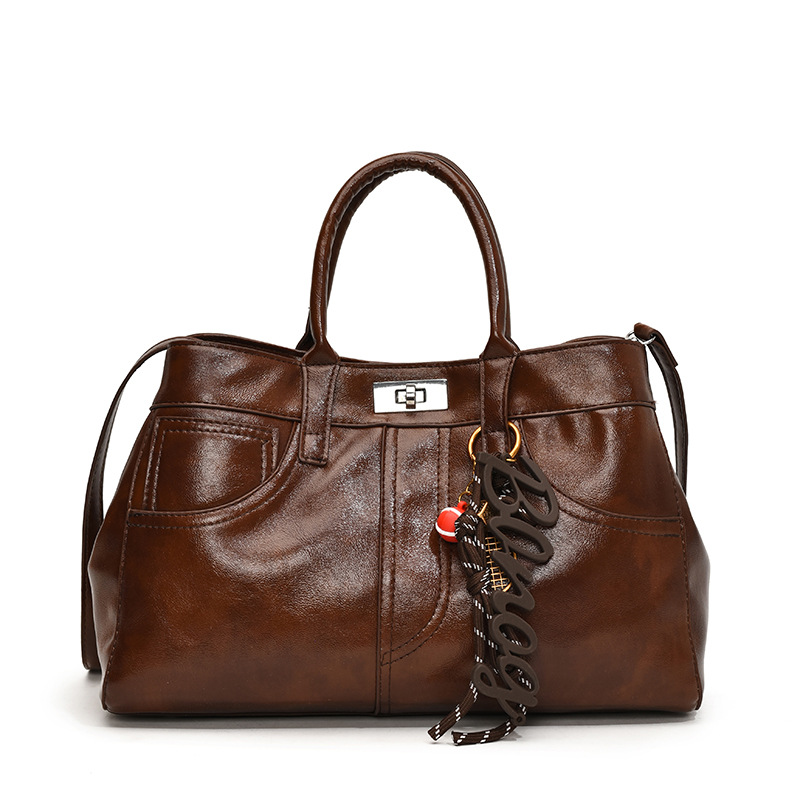 Retro women's large-capacity 2024 new casual single-shoulder crossbody bag, trendy and versatile hand-carry commuter tote bag Item Picture