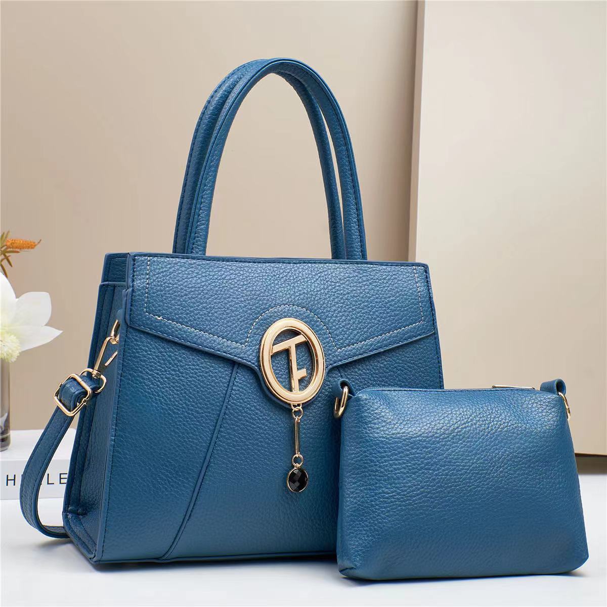 Two-piece set of fashionable brand's elegant mom bag, large-capacity simple women's handbag, best-selling single-shoulder crossbody bag, trendy details Picture