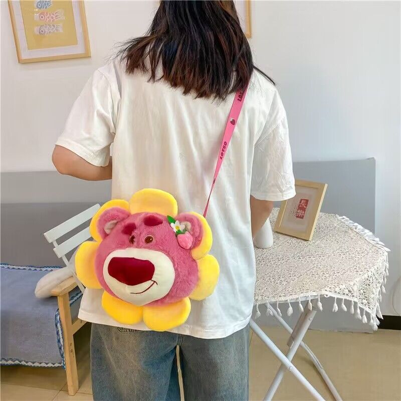 Sunflower Strawberry Bear Plush Bag for Women 2023 New Style Cartoon Plush Hand-held Doll Bag Series Application Scenario